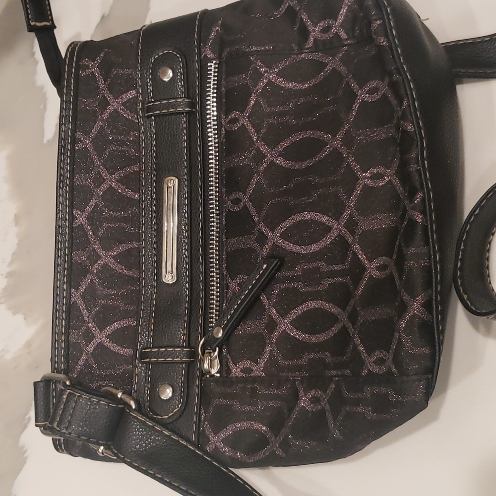 Leather trim purse